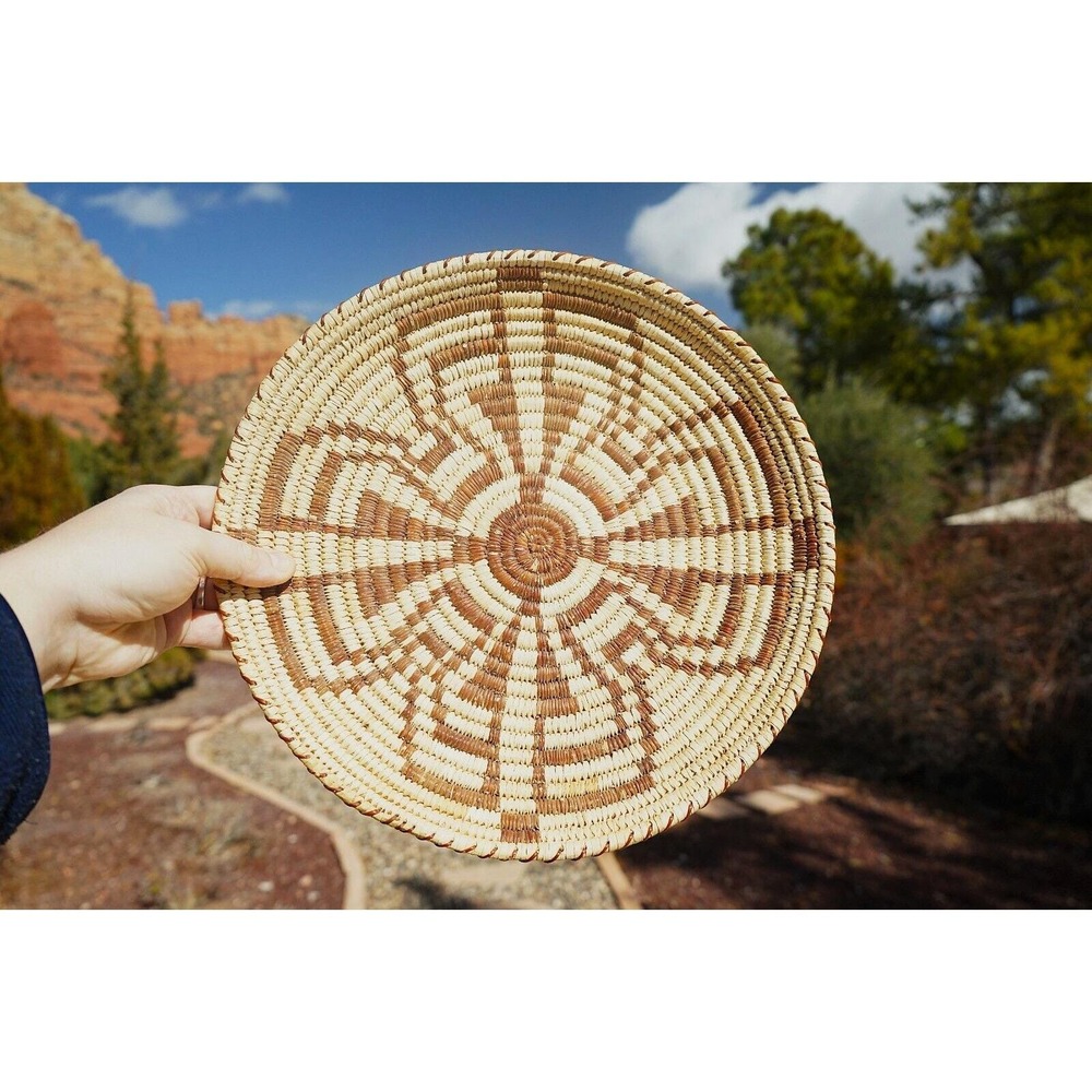 Native‎ American Indian Papago Butterfly Motif in Rare Red Yucca Root Basket